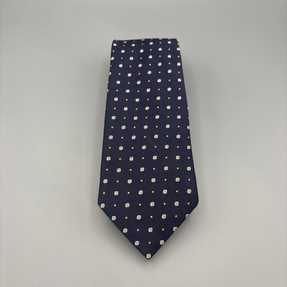 J.Crew Vintage 100% Silk Tie Mens Blue Geometric Print Necktie USA